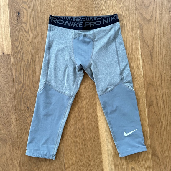 Nike Pro Compression Pants Leggings Youth Boys L Gray - Picture 1 of 4